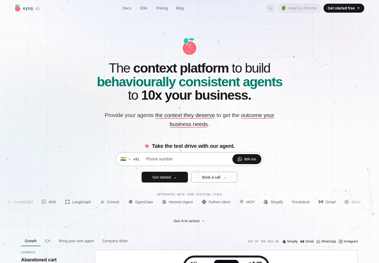 Captured homepage of xysq.ai in the current scan