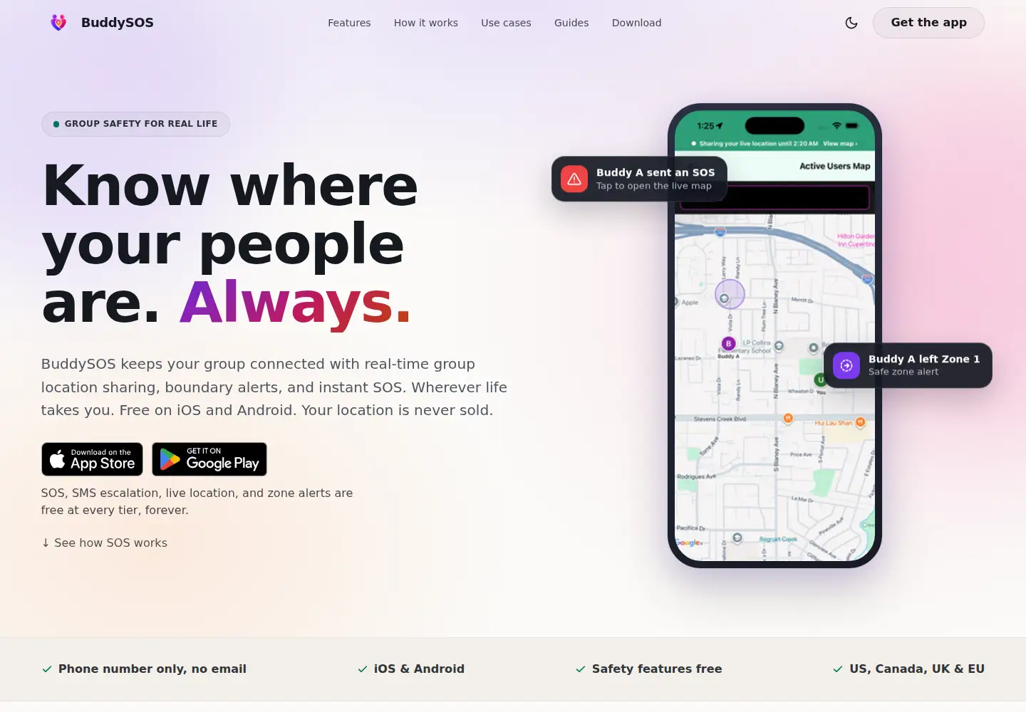 Screenshot of buddysos.app