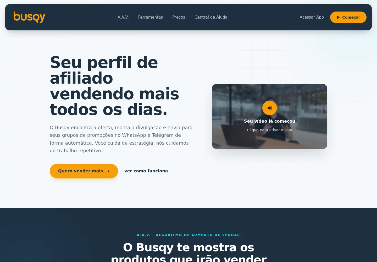 Captured homepage of busqy.app in the current scan