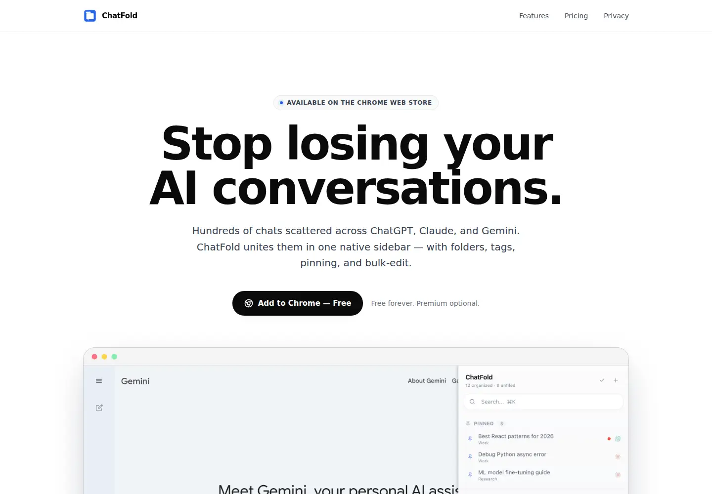 Captured homepage of chatfold.app in the current scan