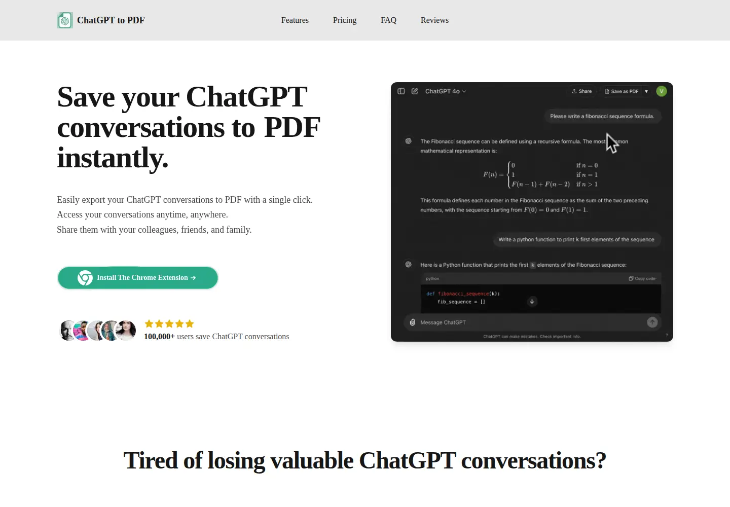 Screenshot of chatgpt2pdf.app