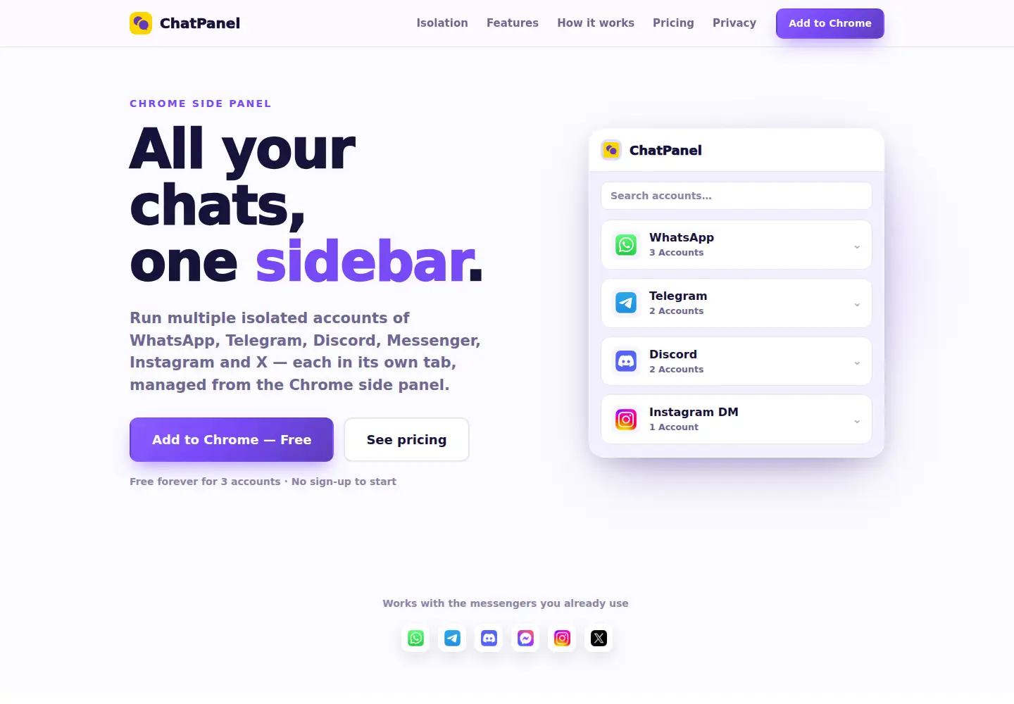 Screenshot of chatpanel.app