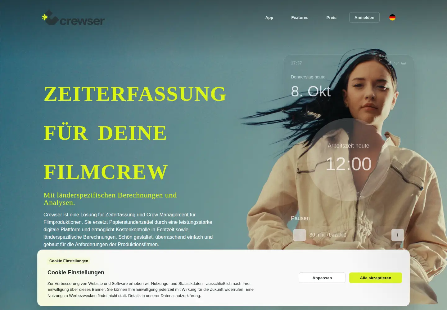 Captured homepage of crewser.app in the current scan