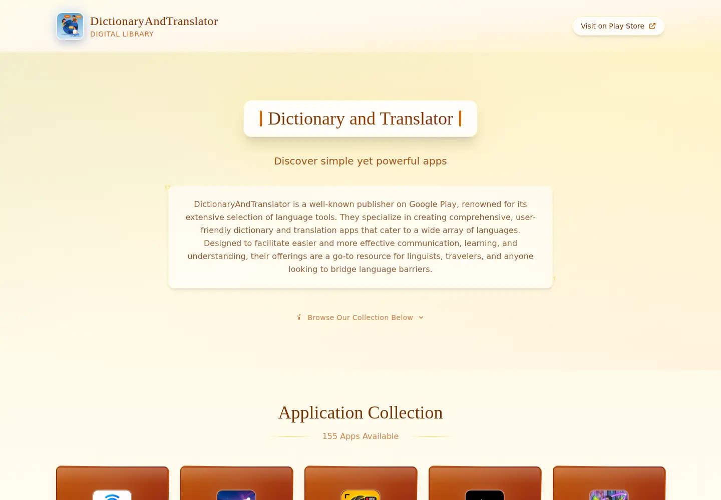 Captured homepage of dictionarytranslator.app in the current scan