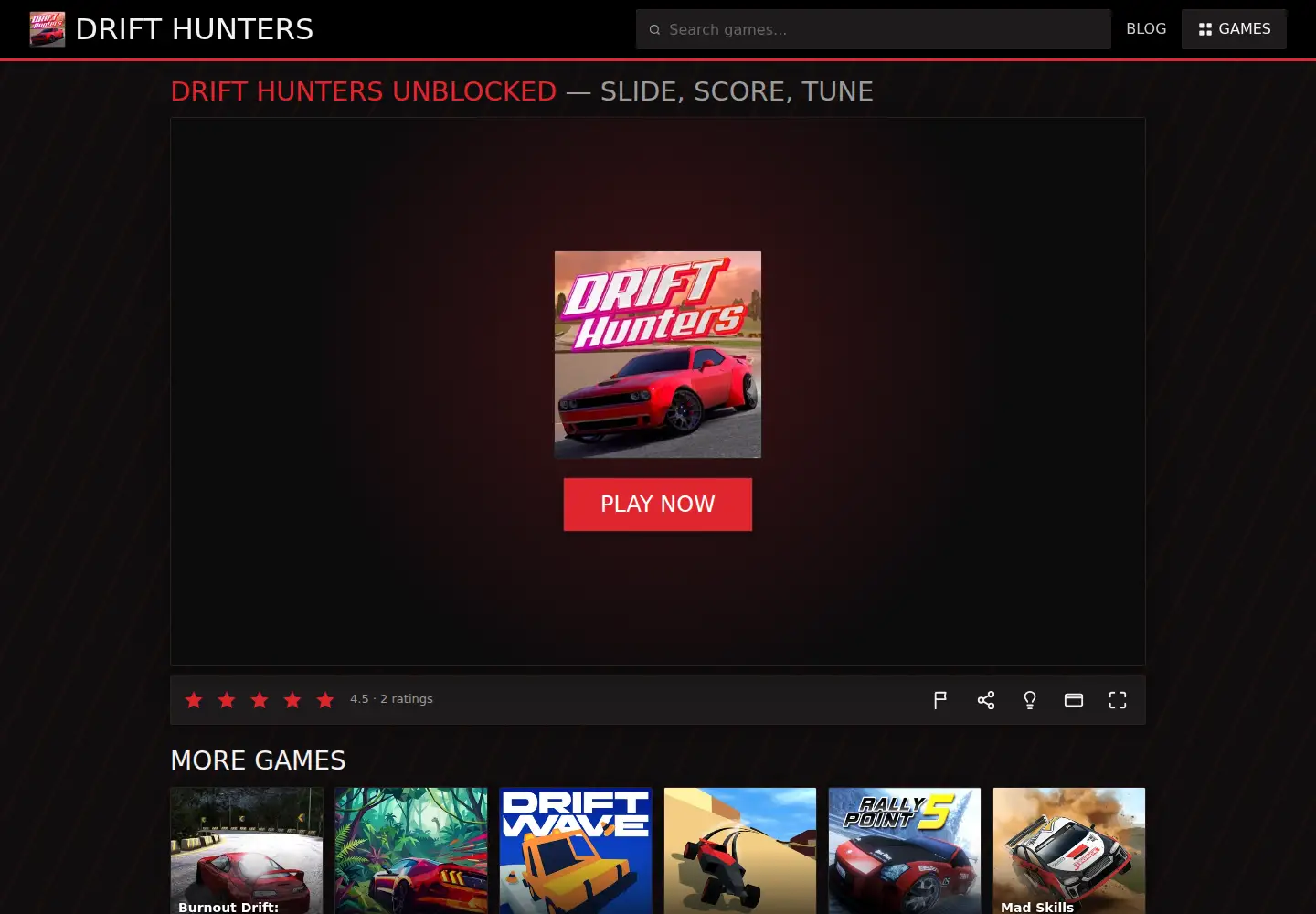 Captured homepage of drifthunters.app in the current scan