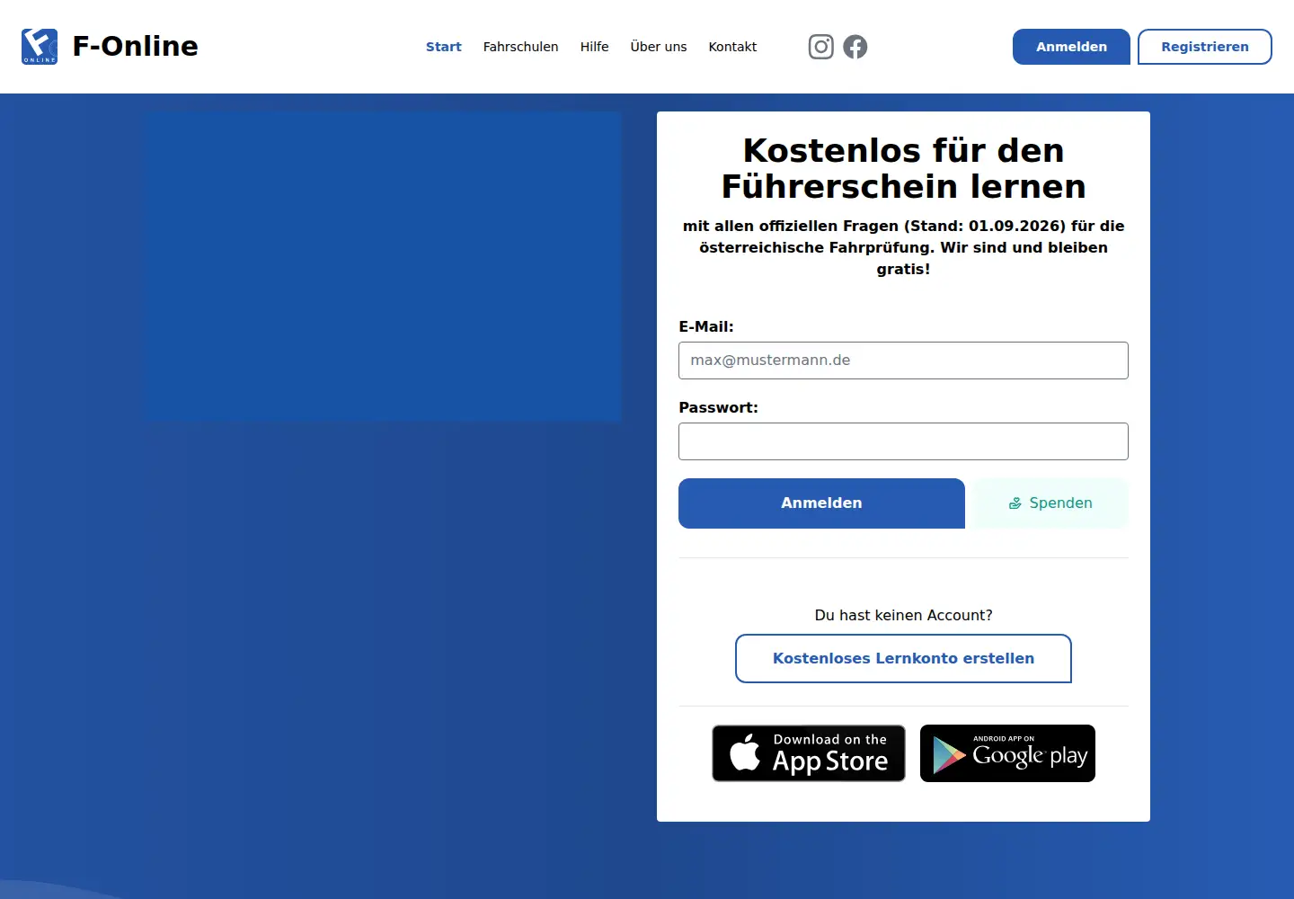 Captured homepage of f-online.app in the current scan