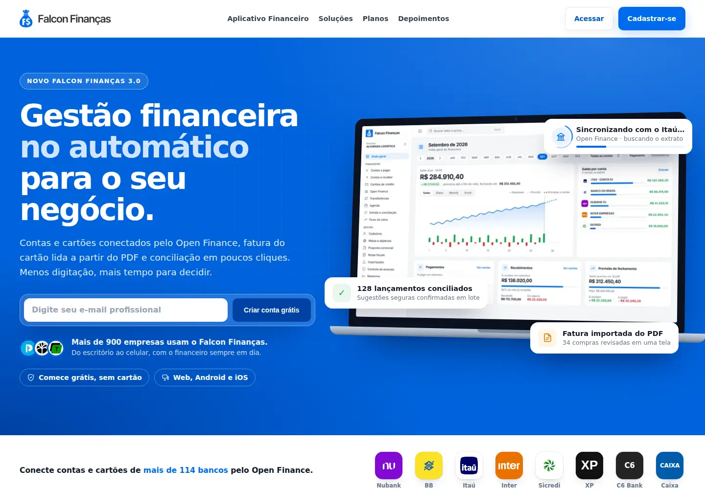 Captured homepage of financeiro.app in the current scan
