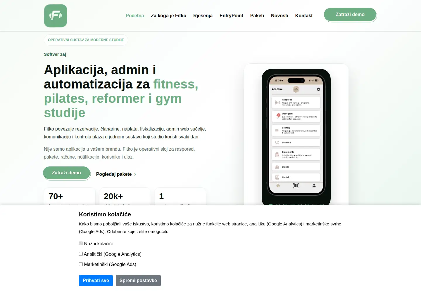 Captured homepage of fitko.app in the current scan