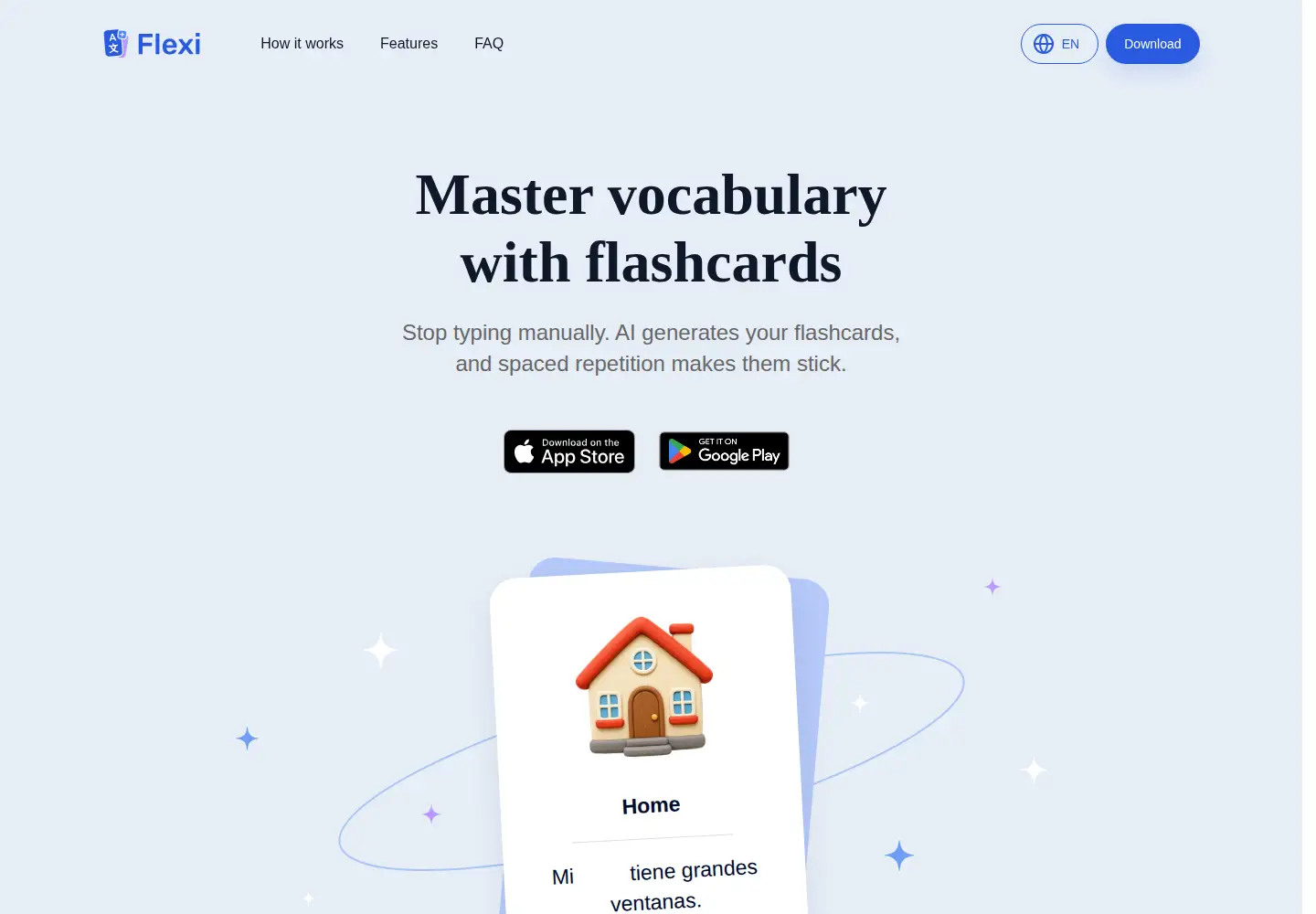 Captured homepage of flexicards.app in the current scan