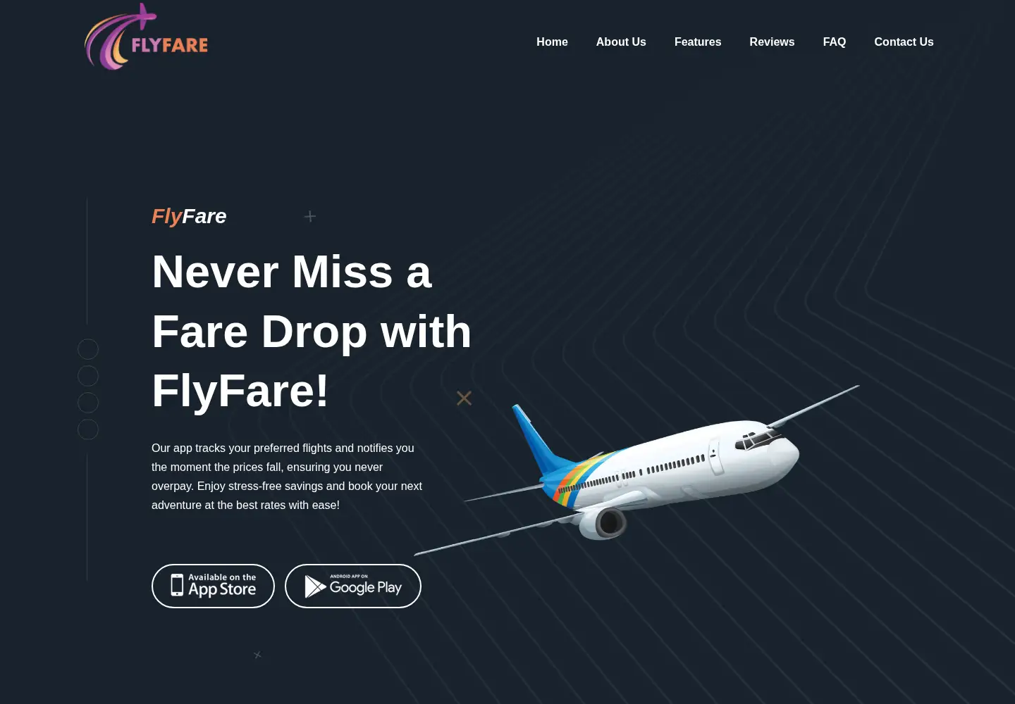 Captured homepage of flyfare.app in the current scan