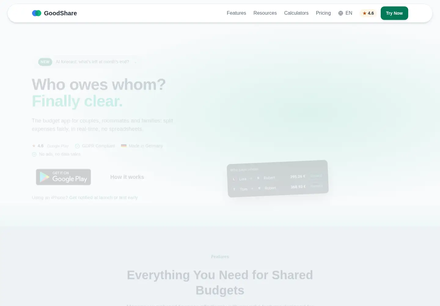 Captured homepage of goodshare.app in the current scan