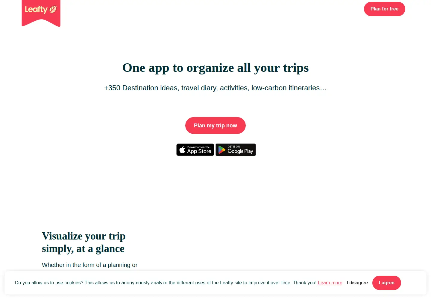 Captured homepage of leafty.app in the current scan