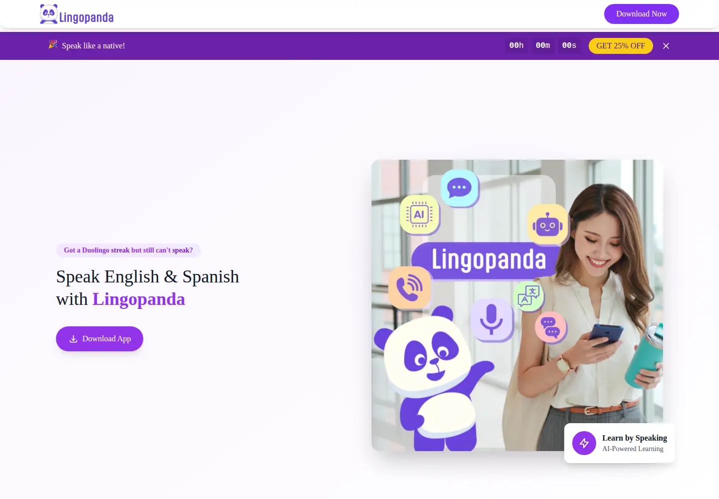 Captured homepage of lingopanda.app in the current scan