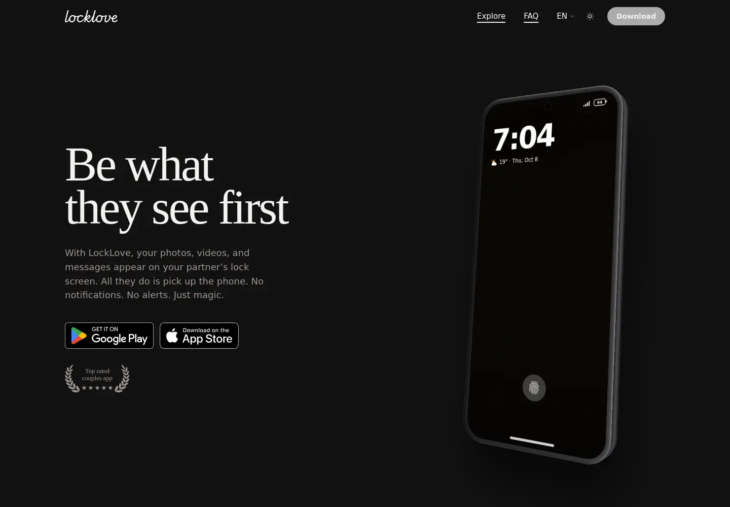 Captured homepage of locklove.app in the current scan