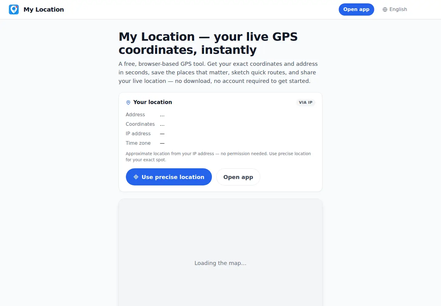 Screenshot of mylocation.app