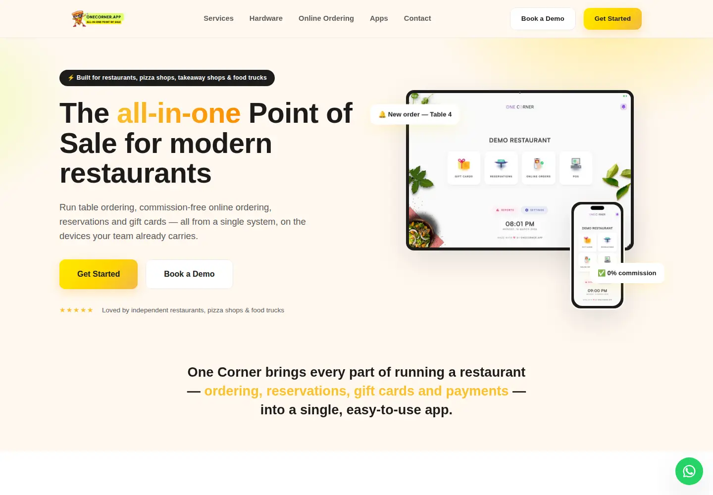 Captured homepage of onecorner.app in the current scan