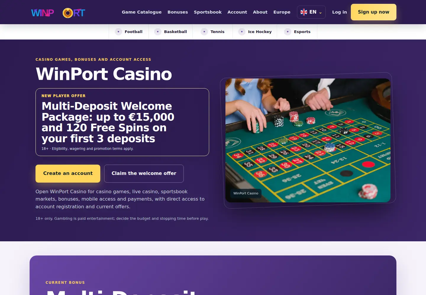 Screenshot of winportcasino.eu