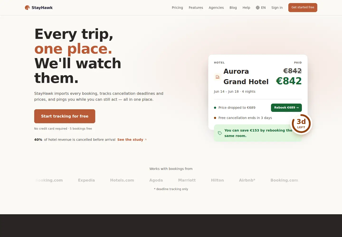 Screenshot of stayhawk.app
