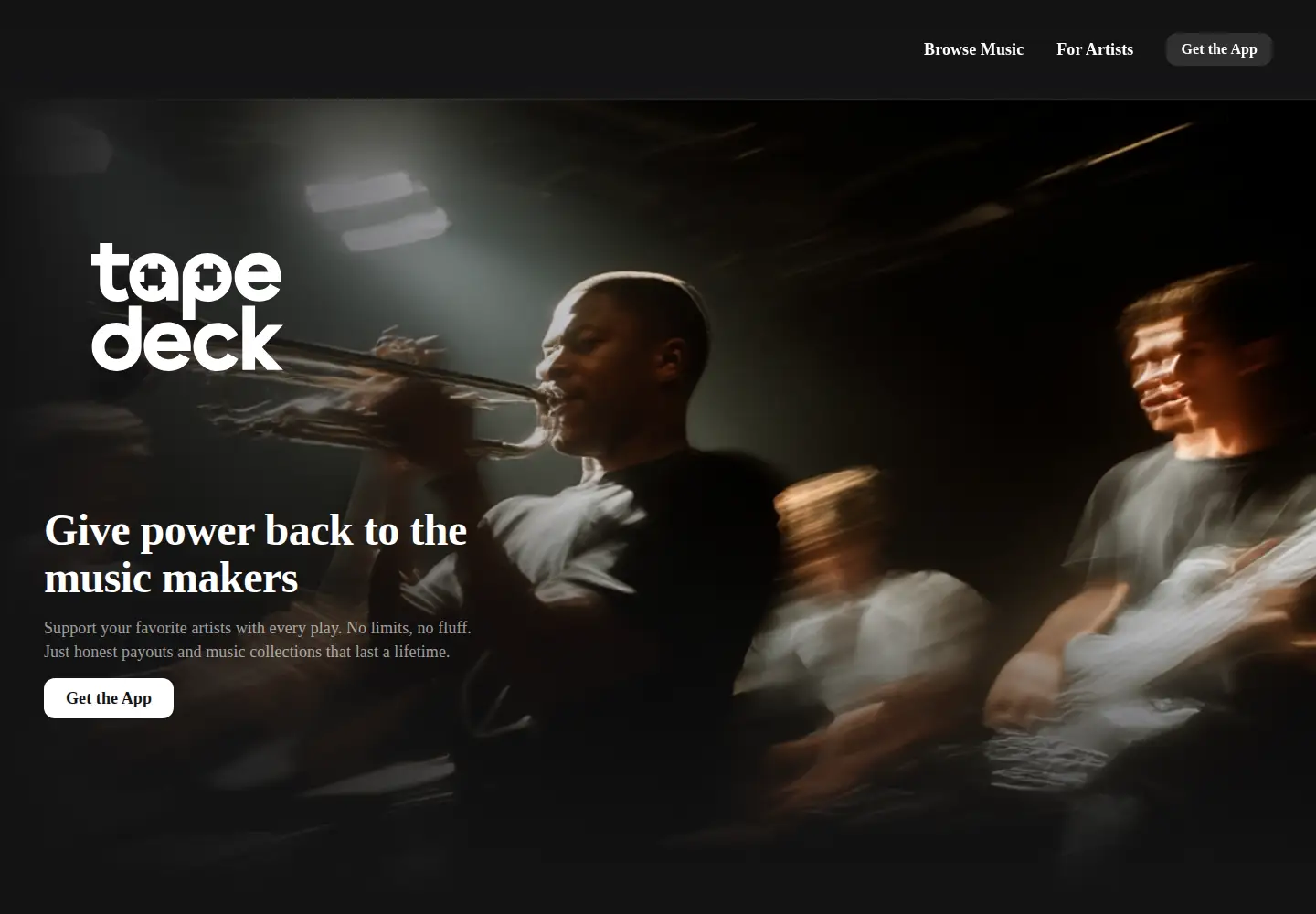 Captured homepage of tapedeck.app in the current scan
