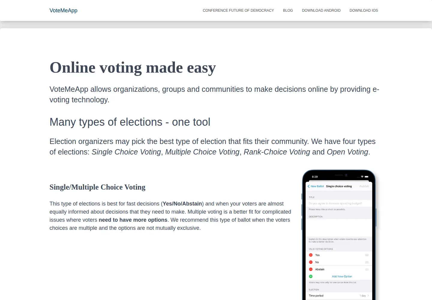 Screenshot of voteme.app