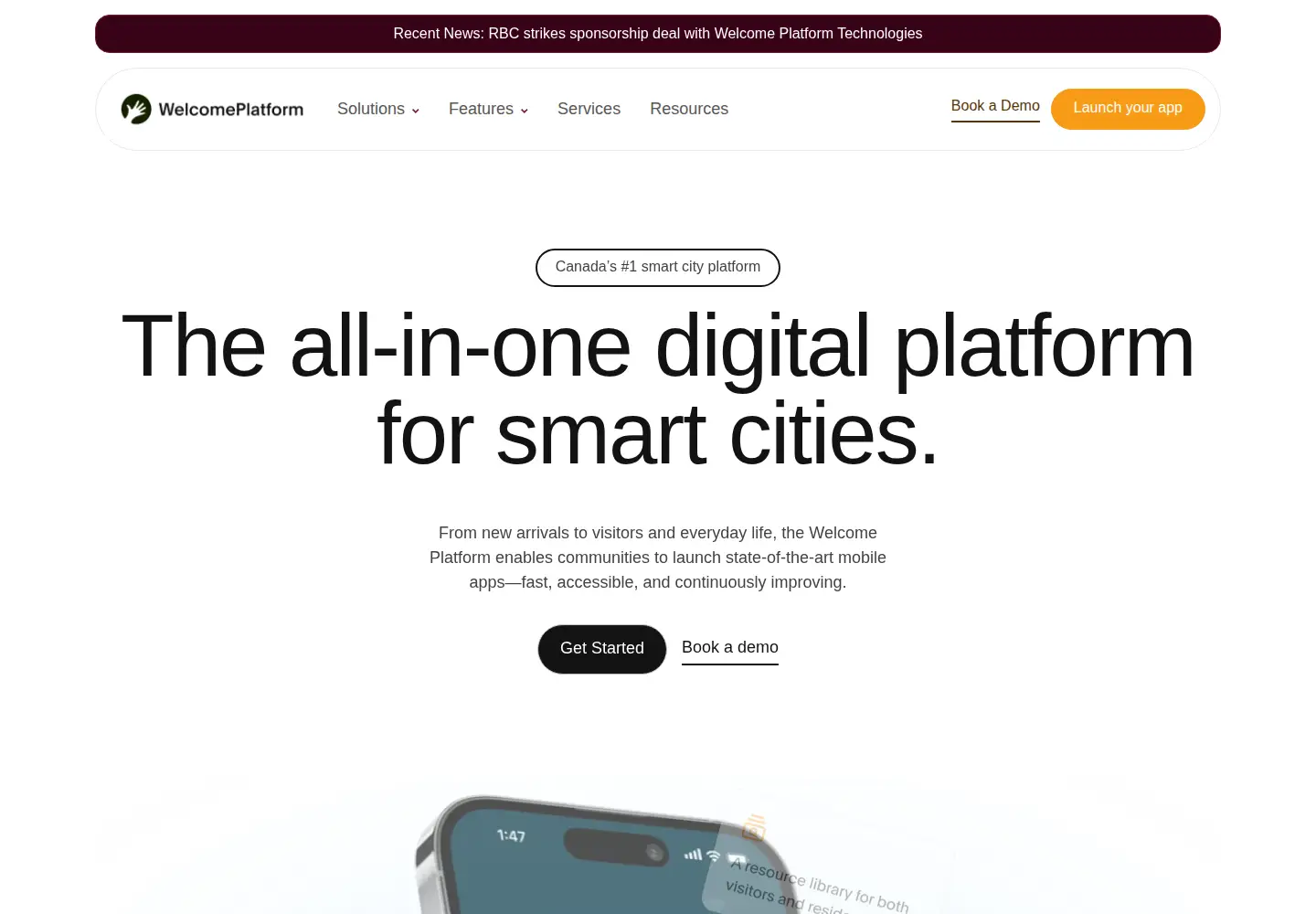 Captured homepage of welcomeplatform.app in the current scan
