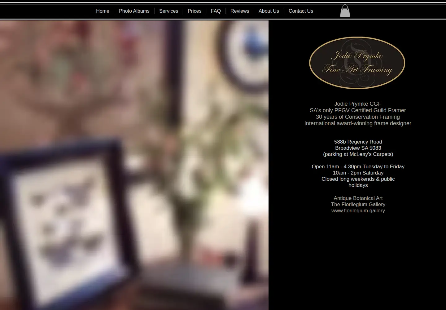Screenshot of fineartframing.com.au