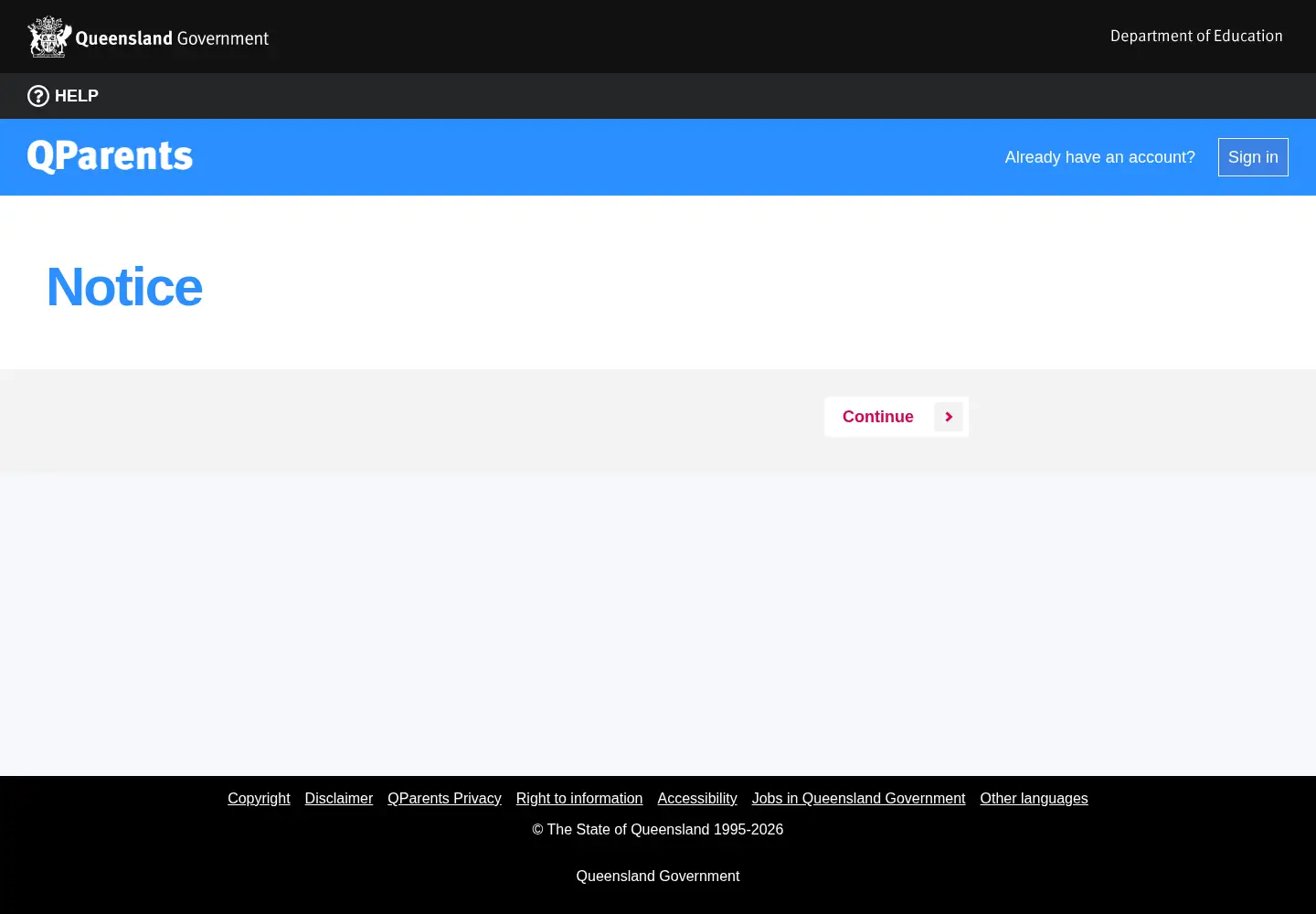 Screenshot of qparents.qld.edu.au