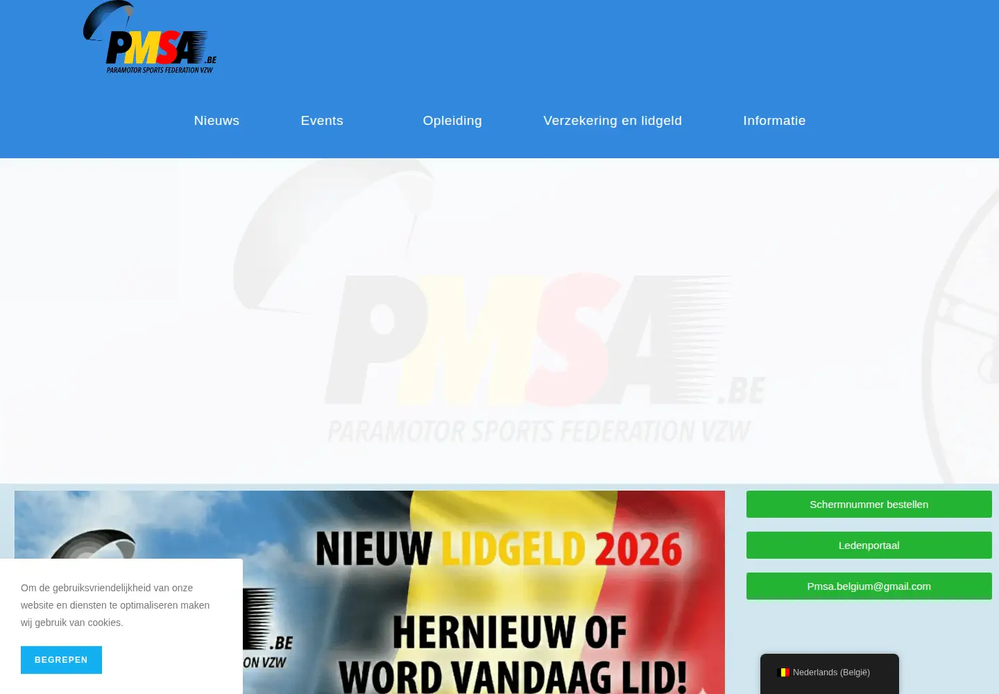 Captured homepage of pmsafed.be in the current scan