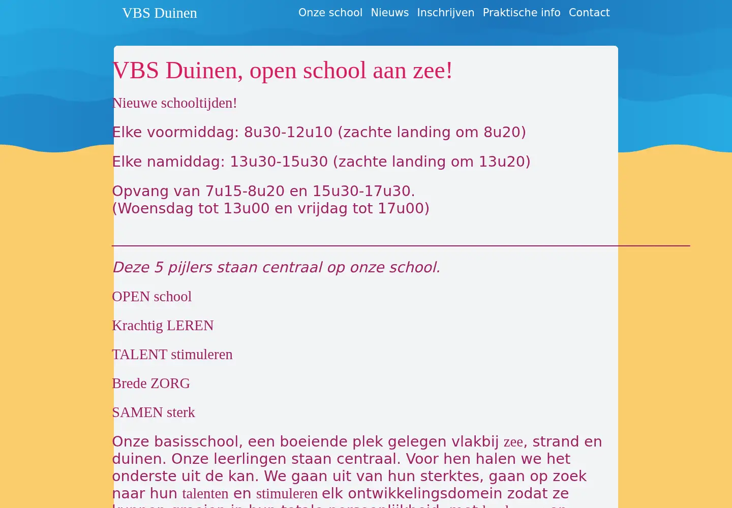 Captured homepage of vbsduinen.be in the current scan