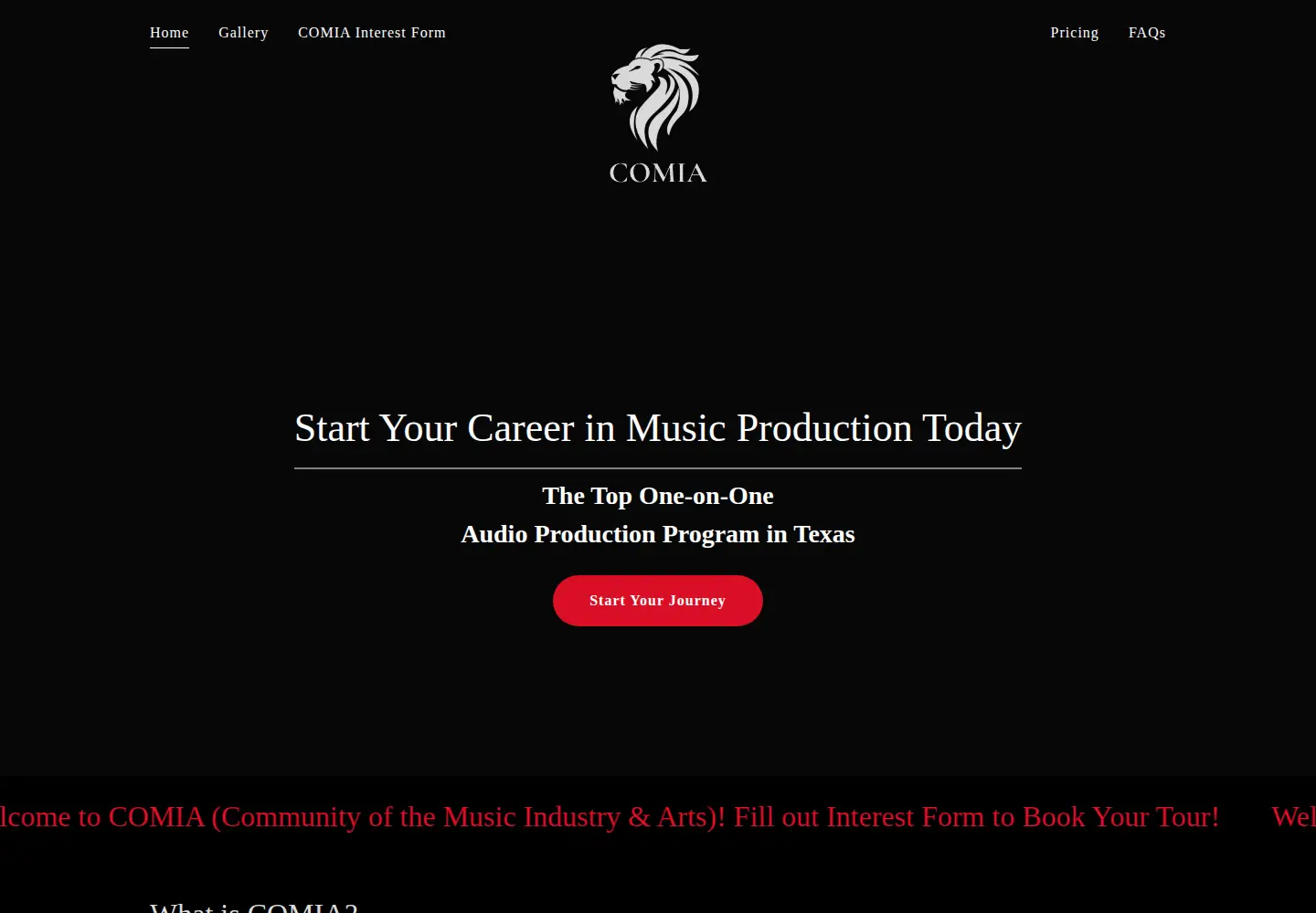 Screenshot of comia.biz
