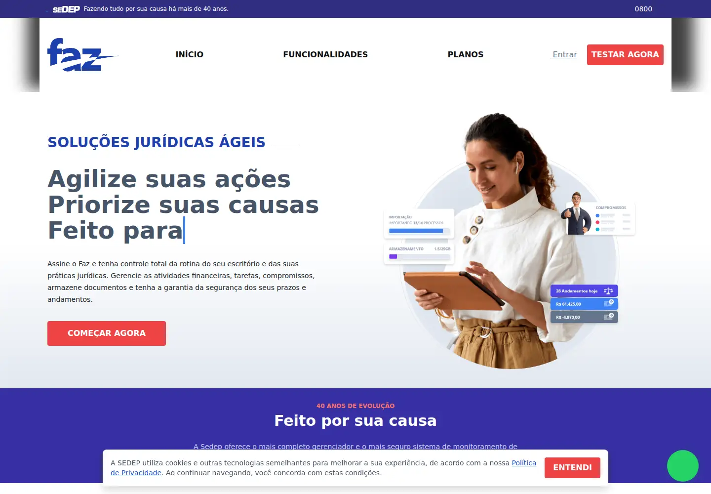 Captured homepage of faz.adv.br in the current scan