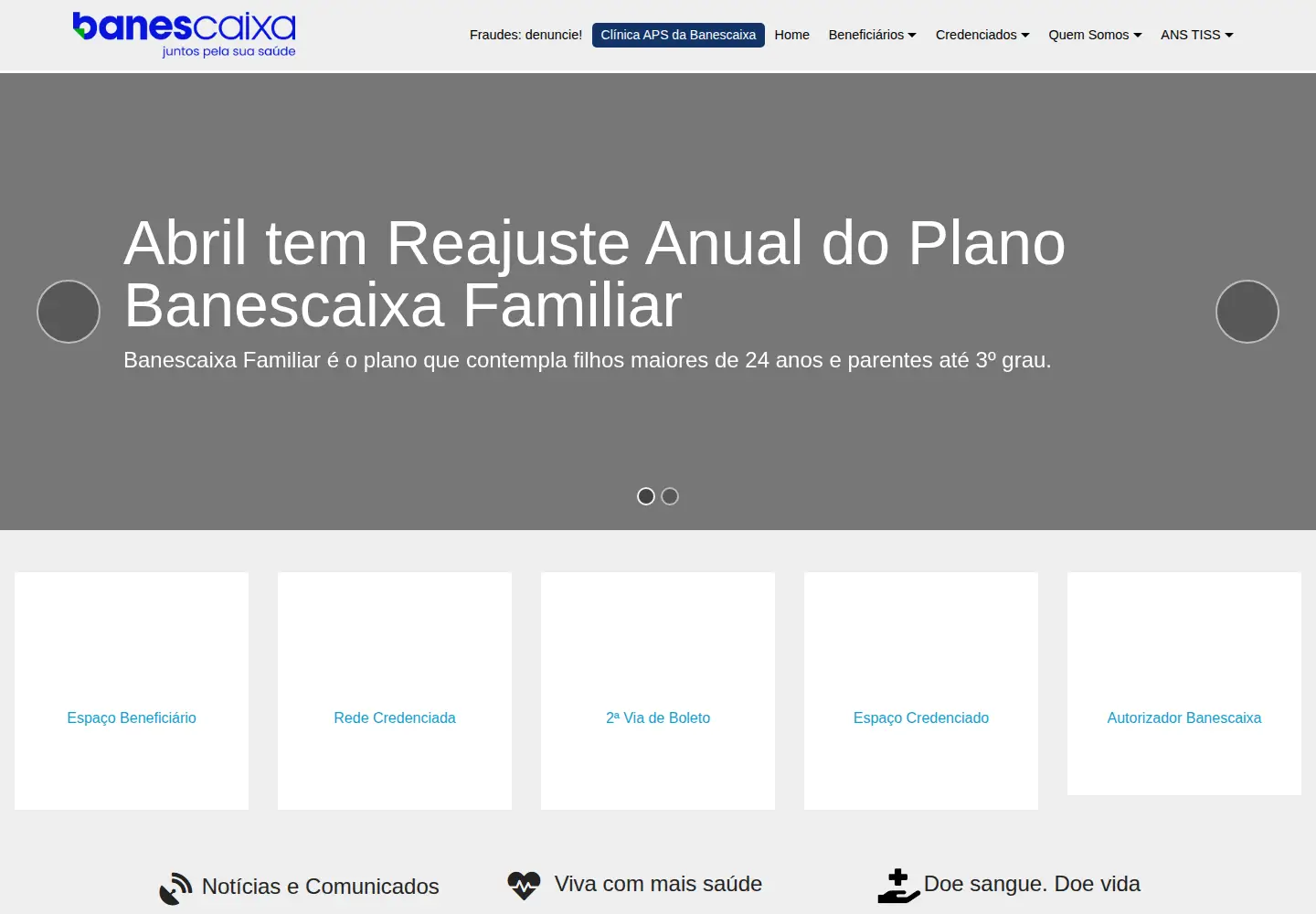 Captured homepage of banescaixa.com.br in the current scan