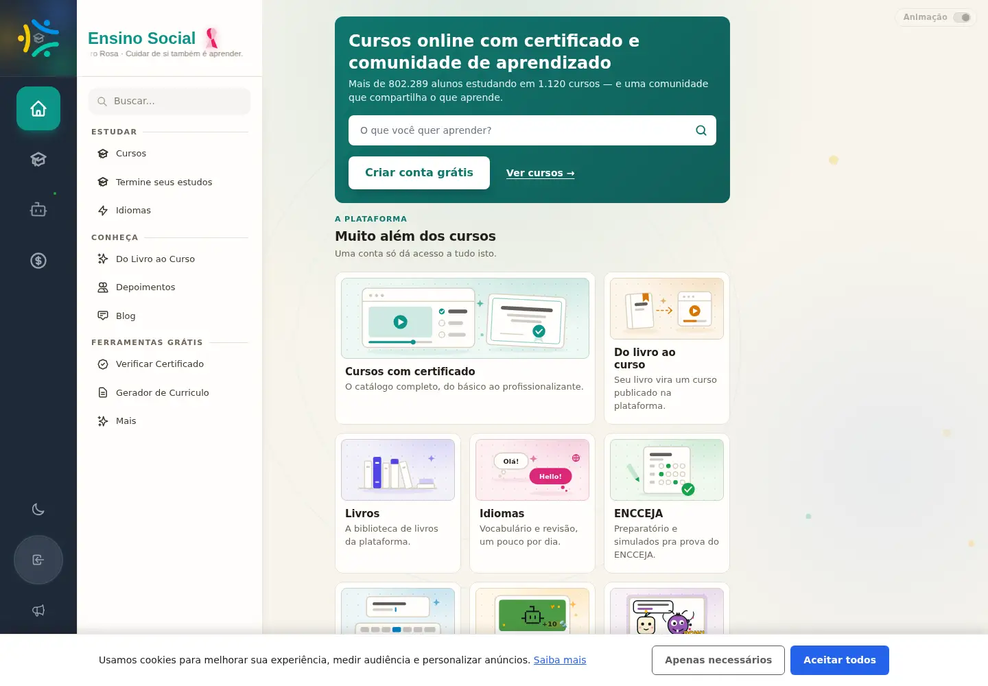 Screenshot of ensinosocial.com.br