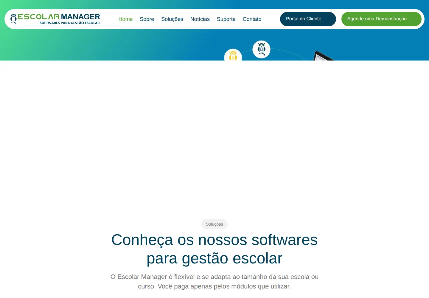 Captured homepage of escolarmanager.com.br in the current scan