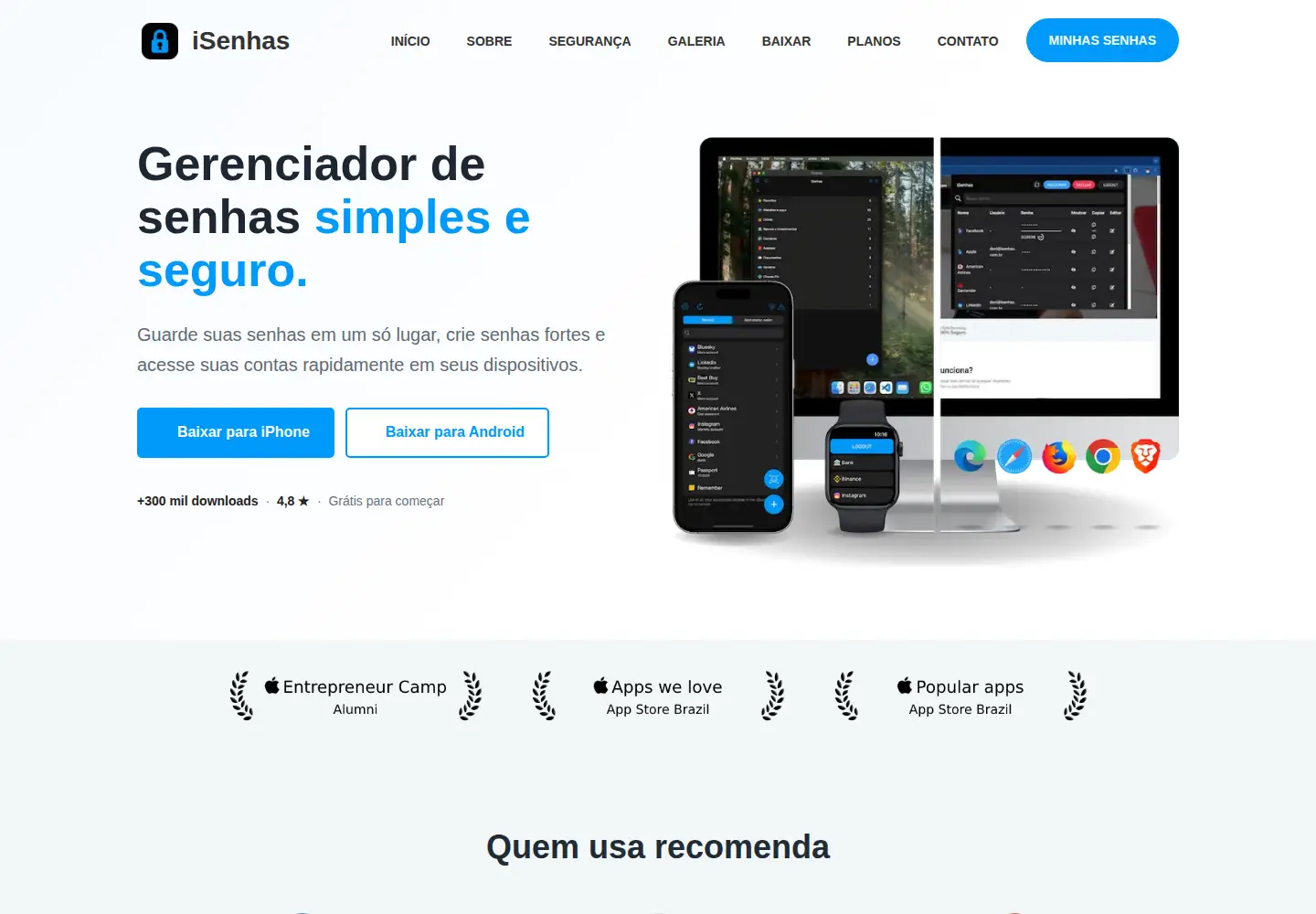 Captured homepage of isenhas.com.br in the current scan