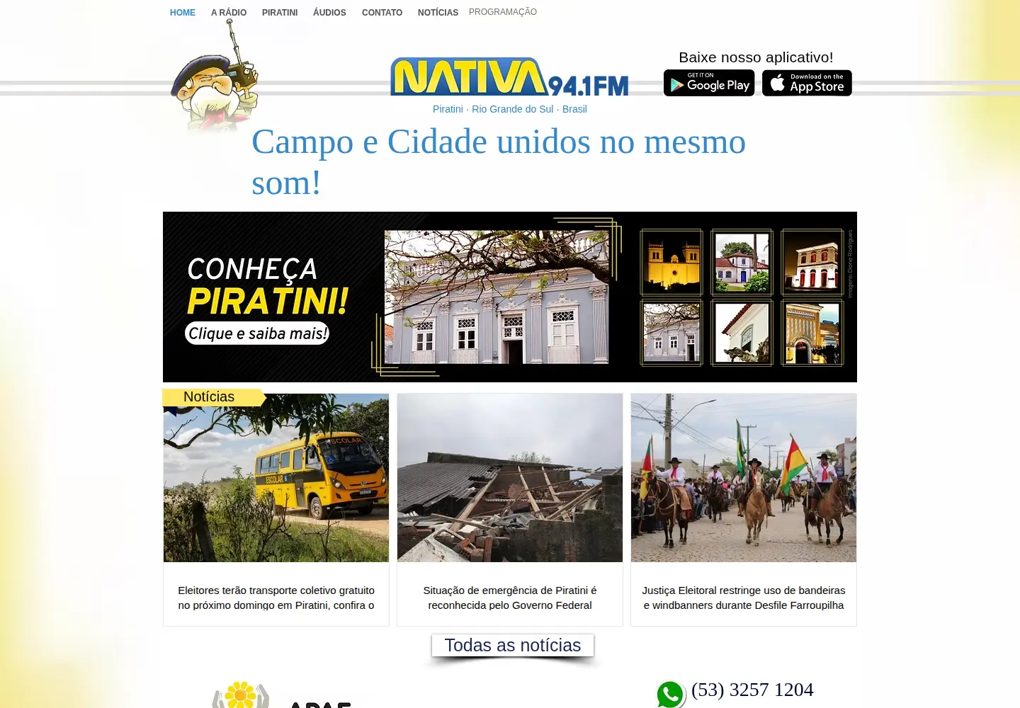 Screenshot of nativafmpiratini.com.br