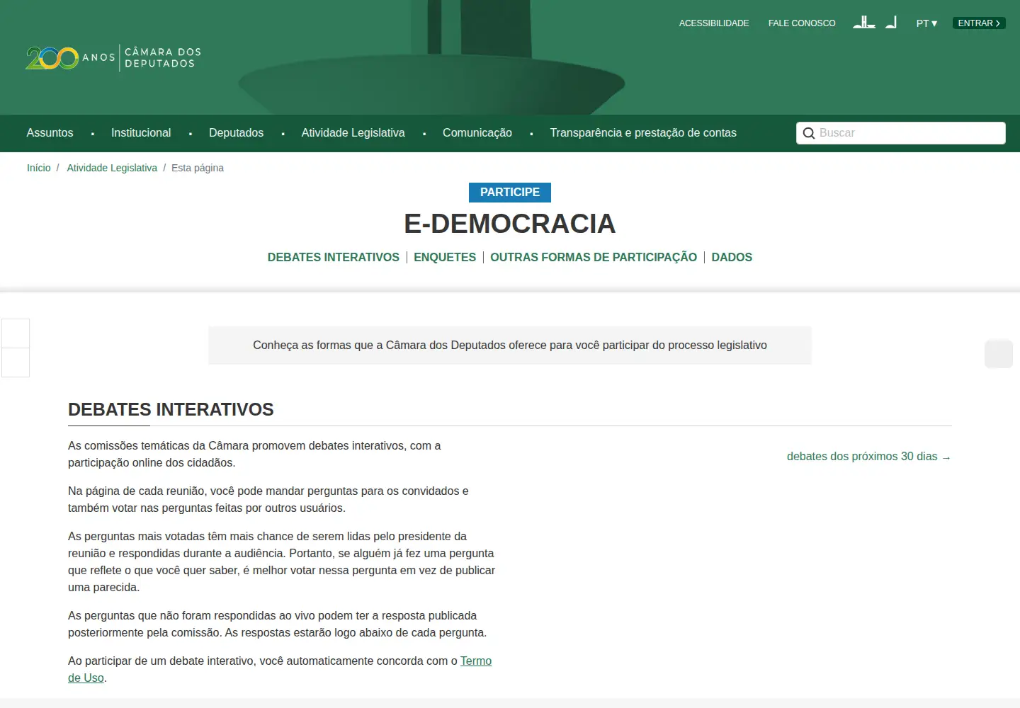 Screenshot of edemocracia.gov.br