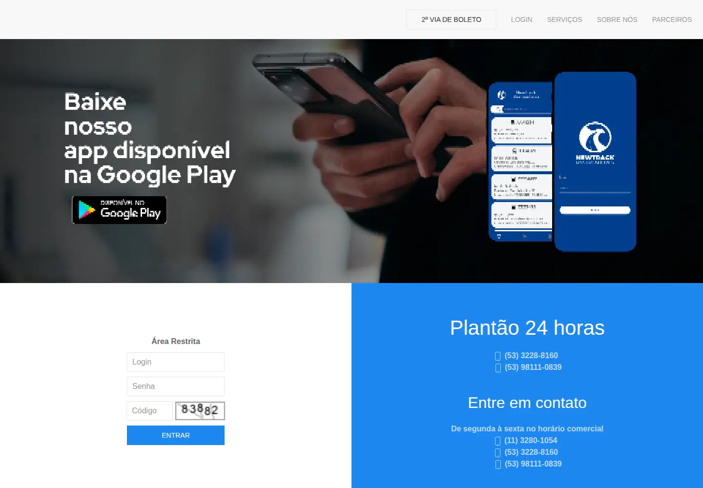Captured homepage of newtrack.ind.br in the current scan