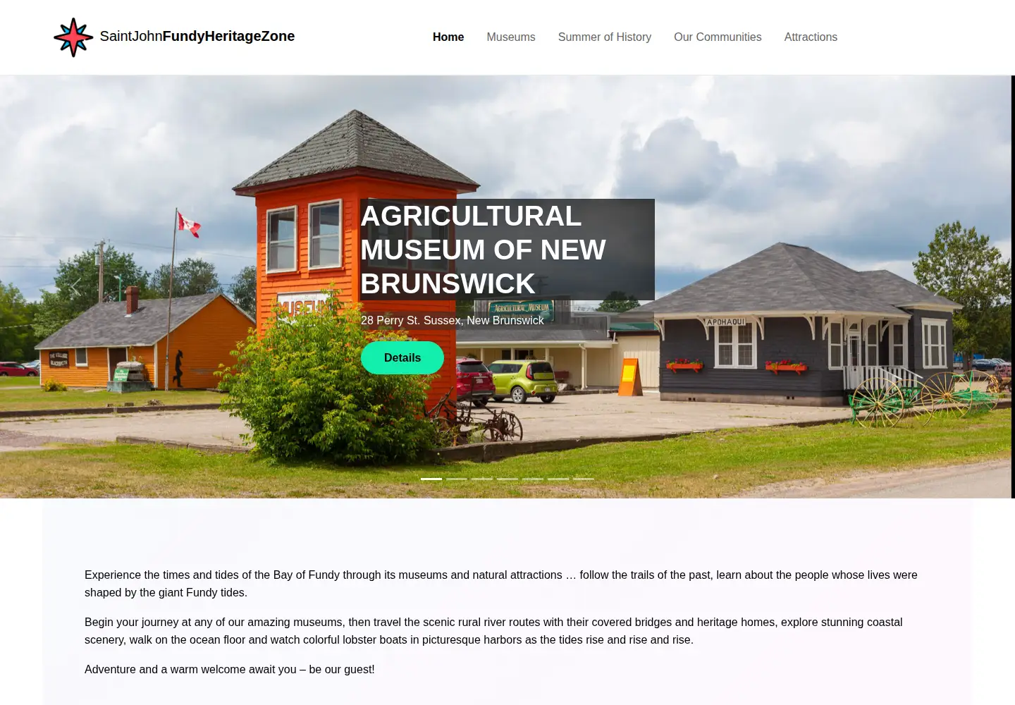 Captured homepage of fundymuseums.ca in the current scan