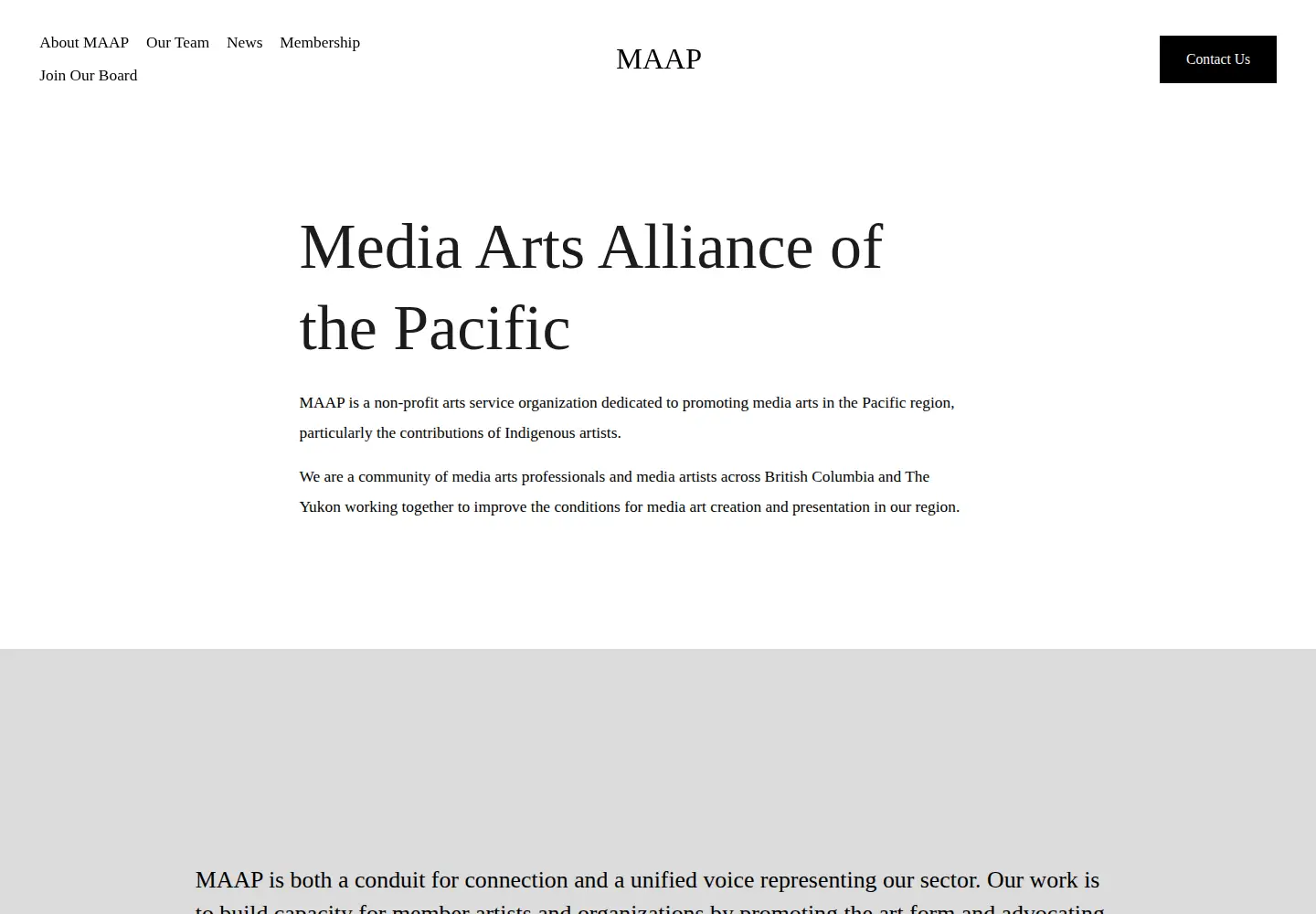 Captured homepage of maap.ca in the current scan