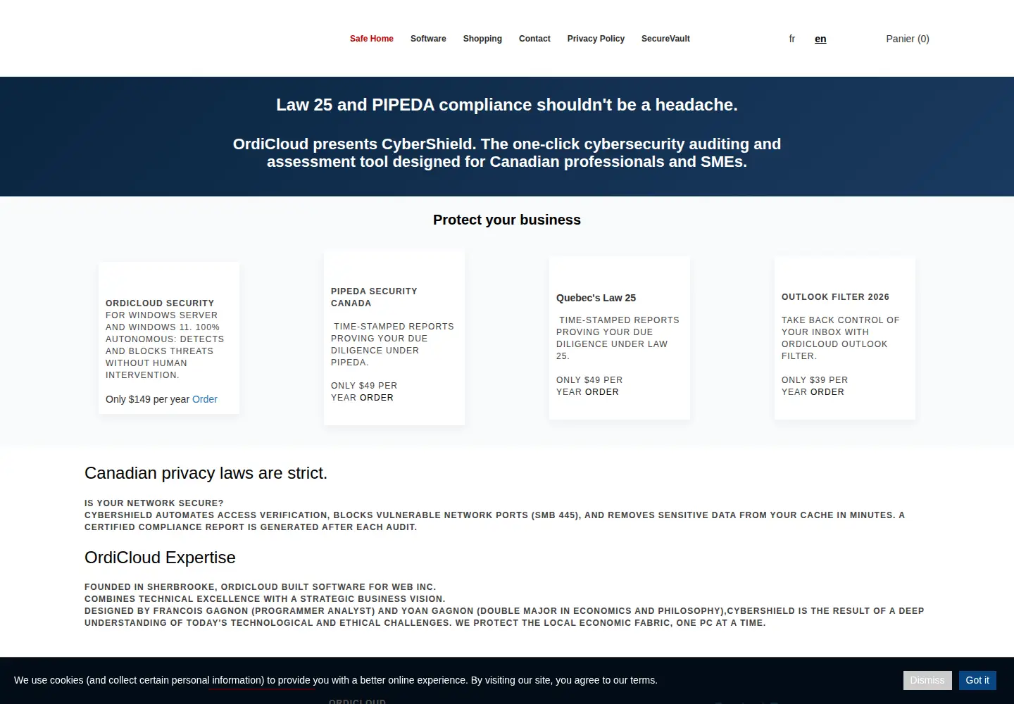 Screenshot of webinc.ca