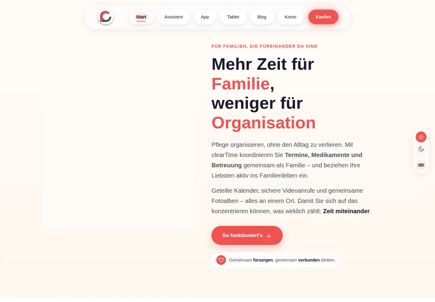 Captured homepage of cleartime.care in the current scan