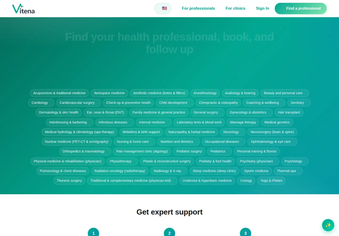 Captured homepage of vitena.care in the current scan