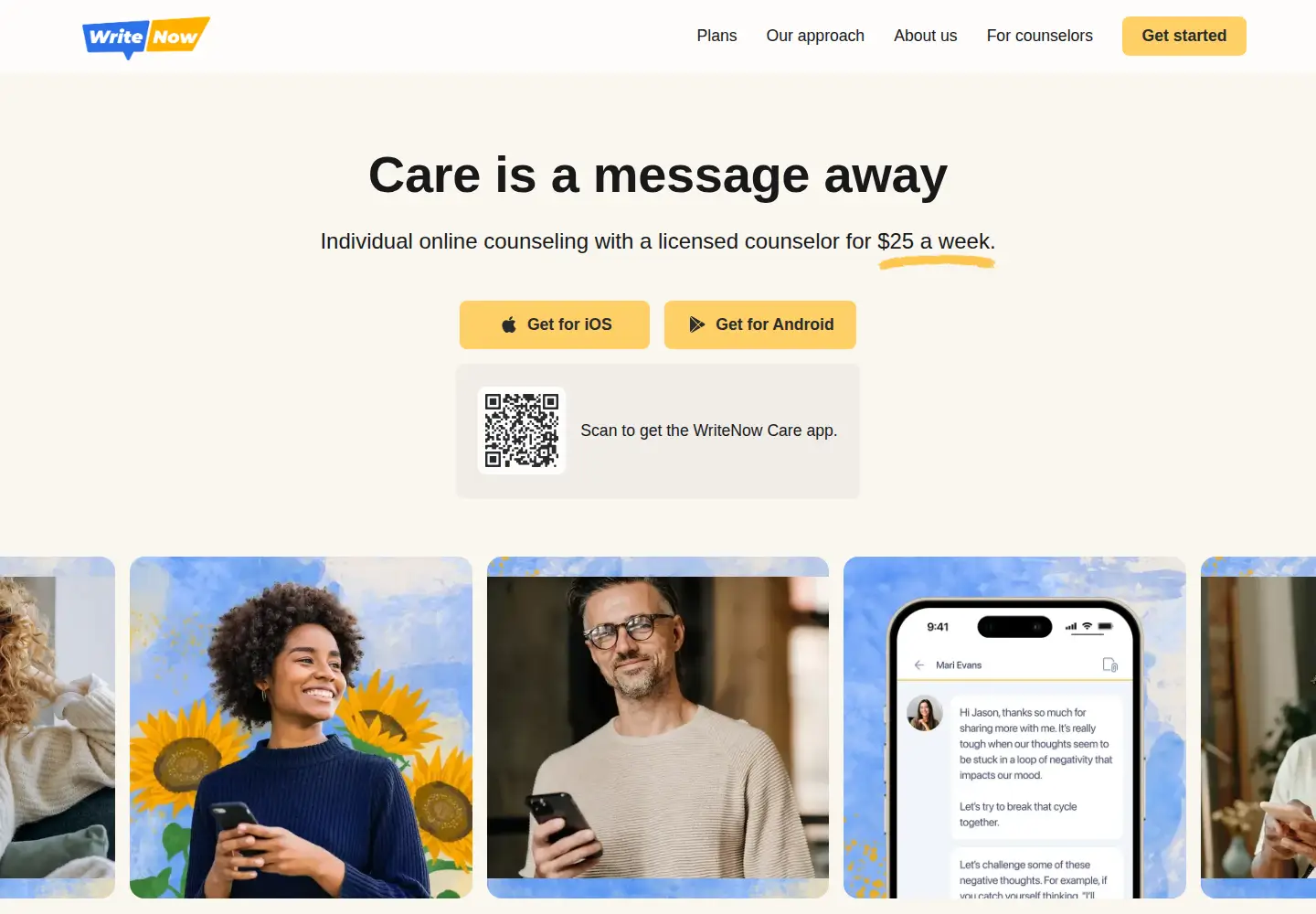 Screenshot of writenow.care