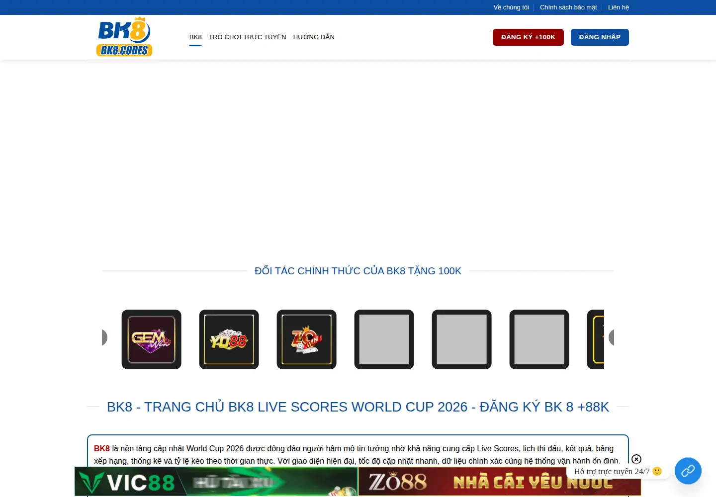 Captured homepage of bk8bet.channel in the current scan