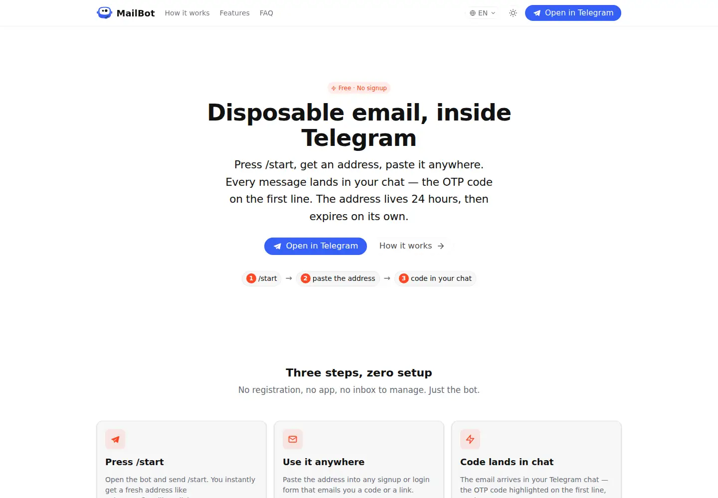 Screenshot of mailbot.click