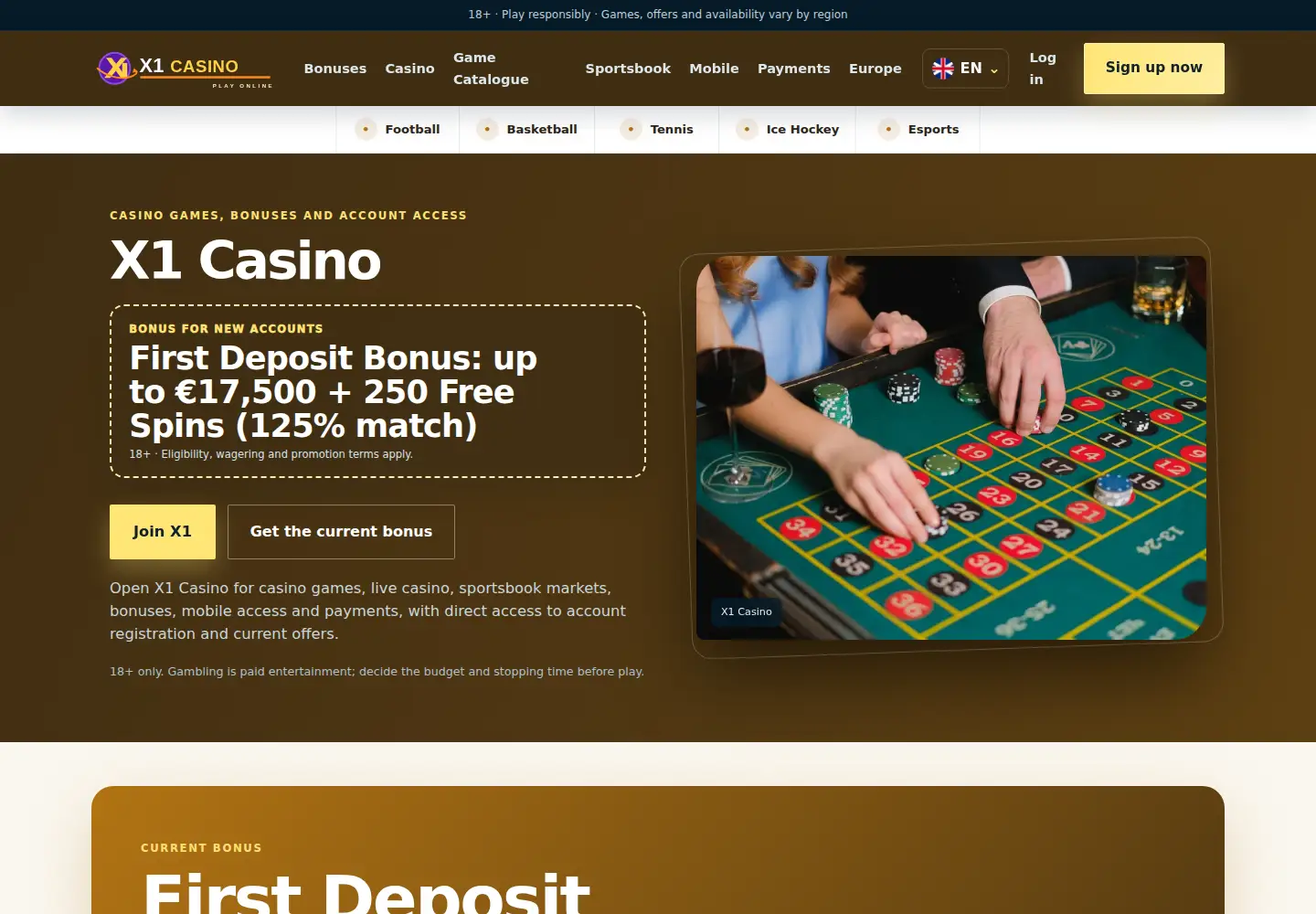 Screenshot of x1casino.eu