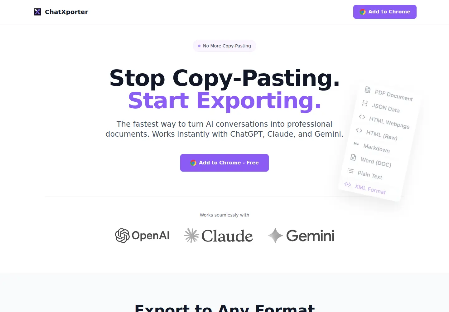 Screenshot of chatxporter.co