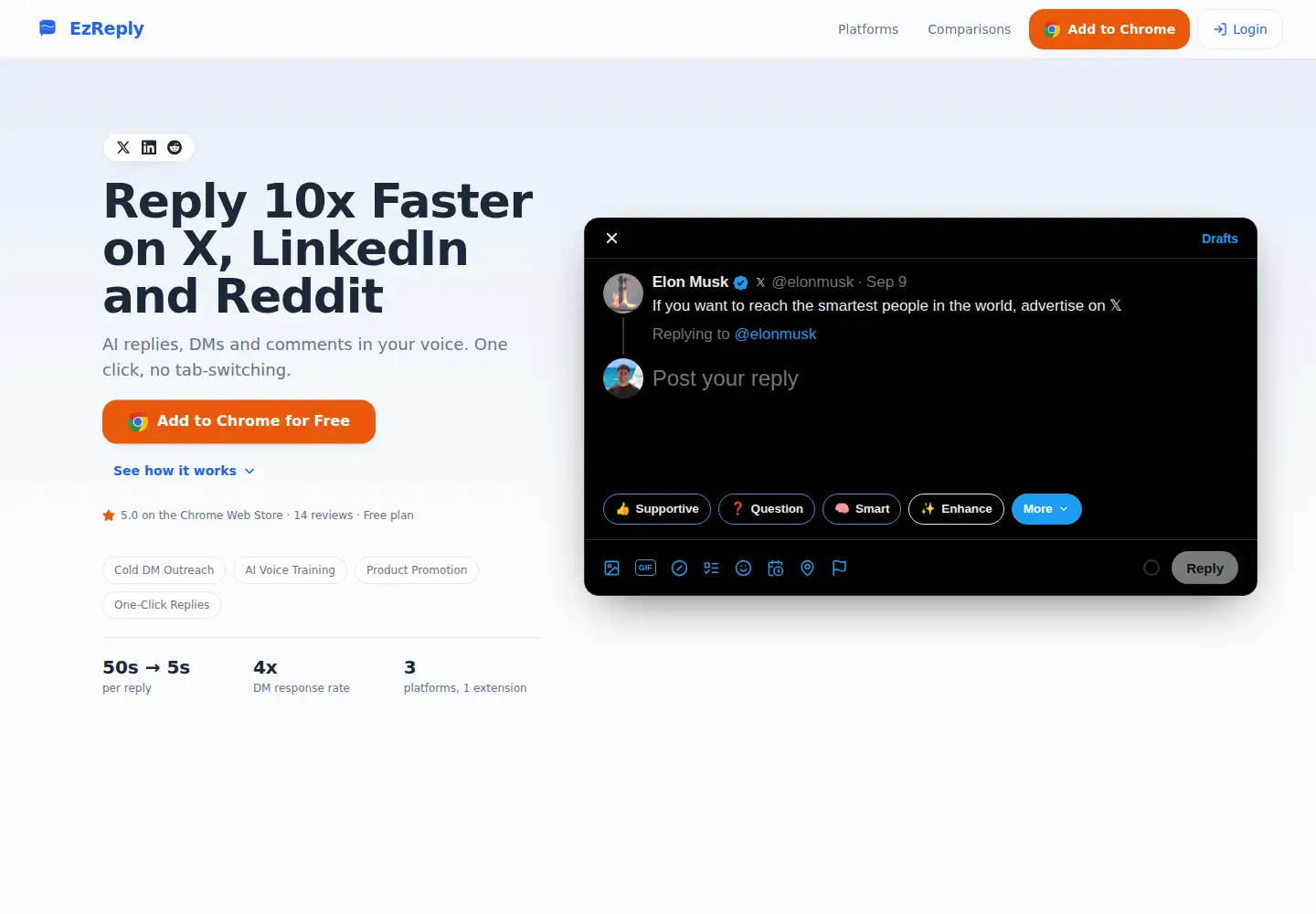 Captured homepage of ezreply.co in the current scan