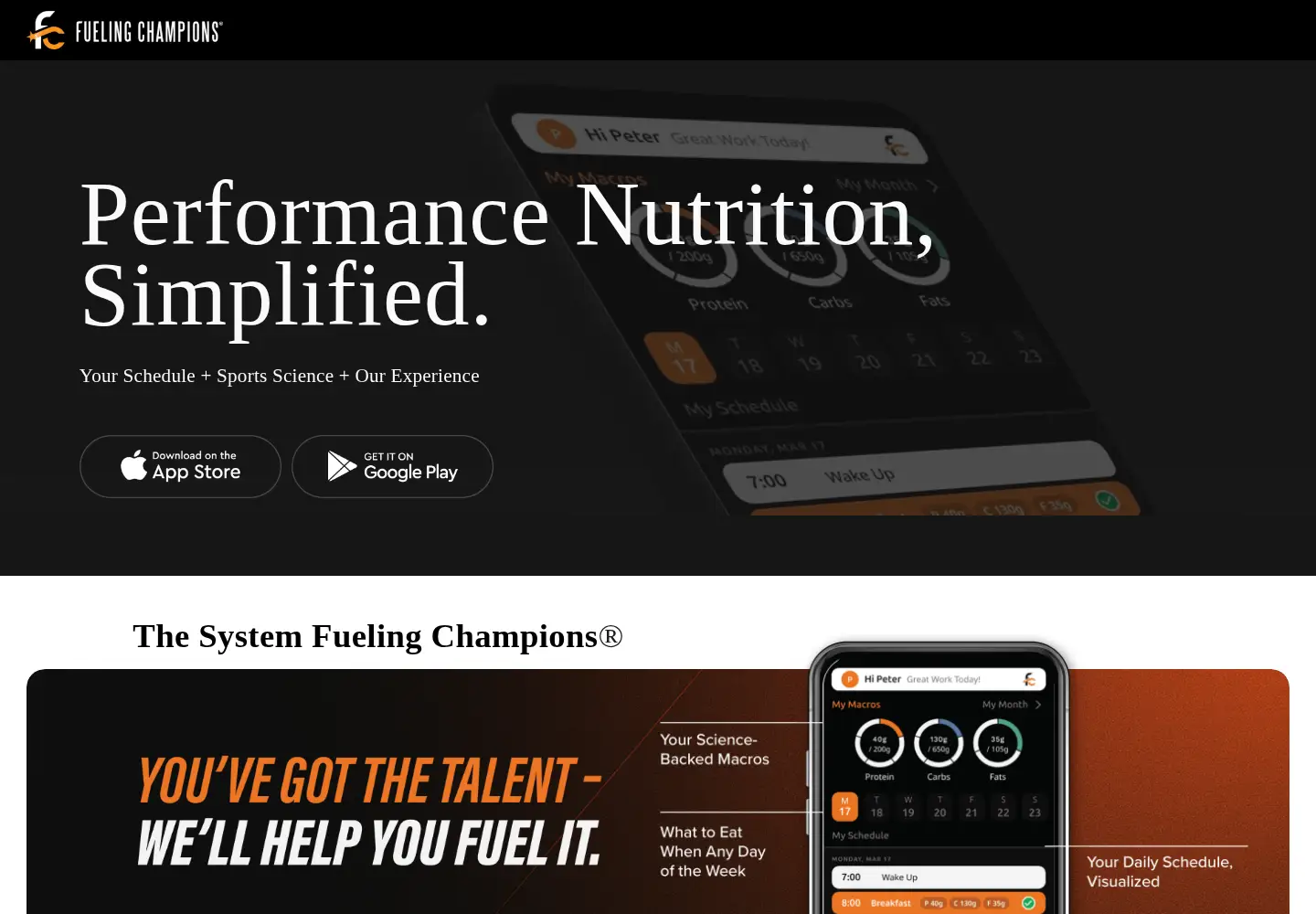 Captured homepage of fuelingchampions.co in the current scan